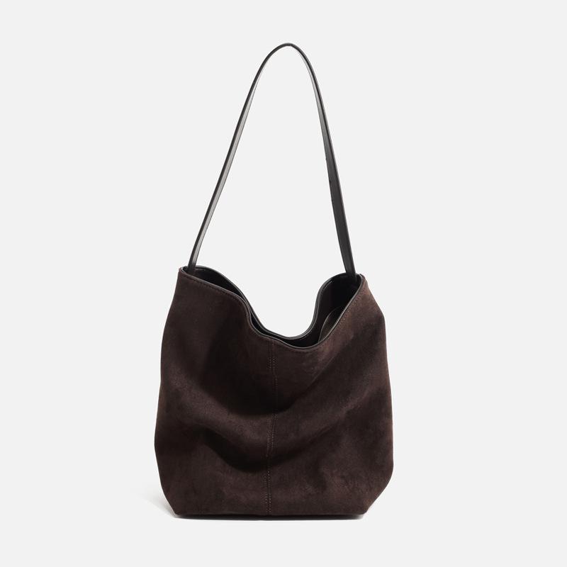 2024 Autumn/Winter High-End Matte Leather Women's Large Capacity Bucket Tote Bag - Versatile for Commuting