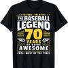 70th Birthday Baseballer 70 Years Old Baseball Player T-Shirt