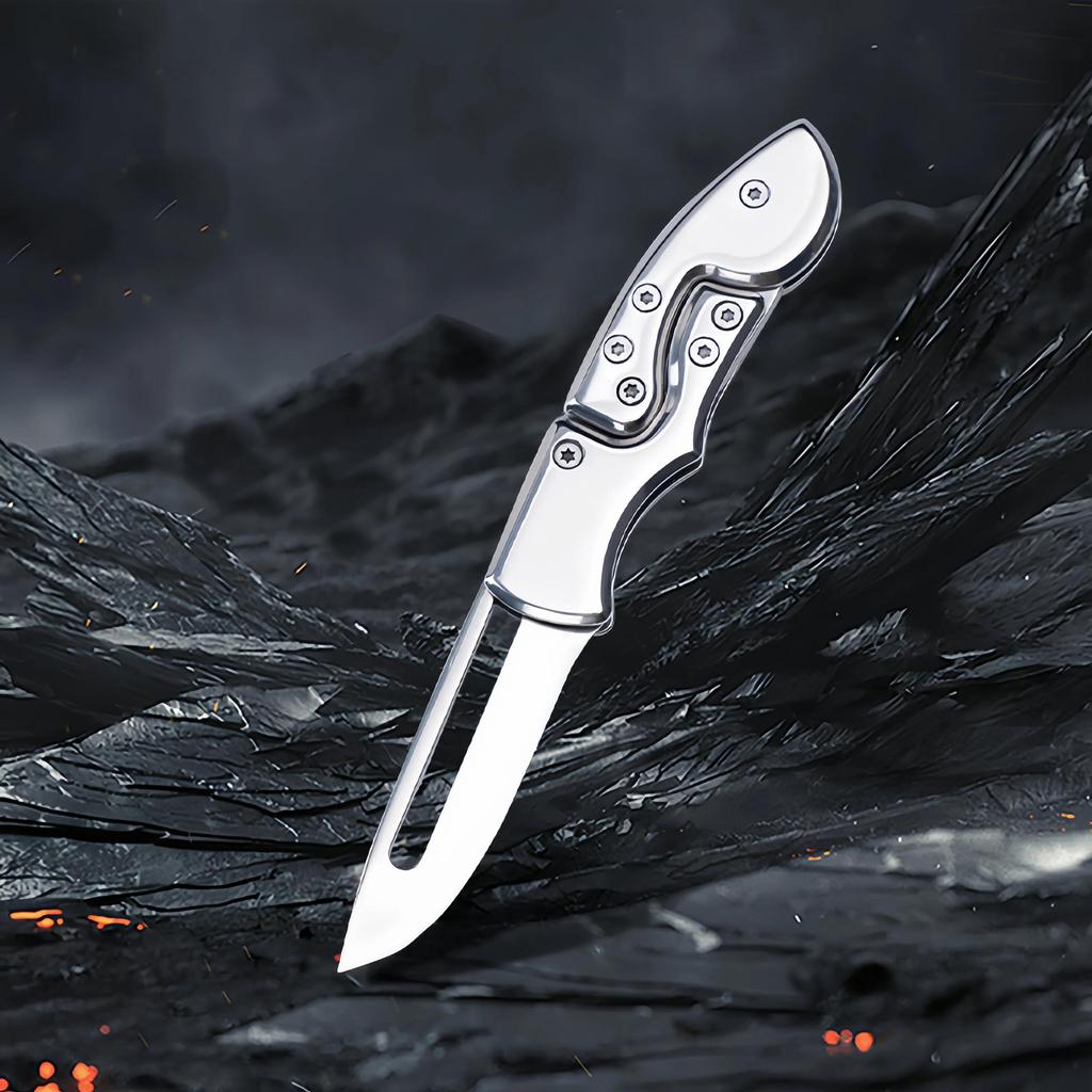 Outdoor Folding Knife Fruit Knife Stainless Steel Camping Knife Mini Mechanical Folding Knife Keychain Carrying Pocket Knife