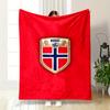Norway National Football Emblem Patterned Flannel Blanket Perfect for the Bedroom Living Room, Sofa, or a Little Nap