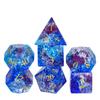 Cusdie Glass DND Dice Set 7-Die Handmade Shattered Glass D4-D20 Polyhedral Dice with Leather Box for Tabletop RPG Collection