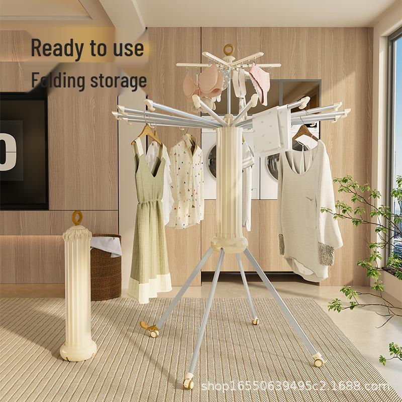 Floor-Standing Multi-Functional Space-Saving Indoor Clothes Drying Rack