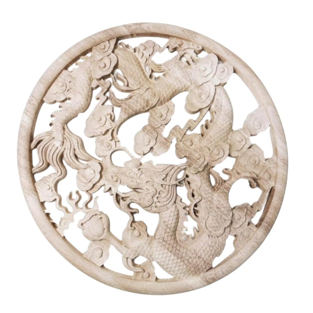 micoi Dragon Figurine Dragon Money Luck Dragon Figurine Dragon God Lucky Charm Feng Shui Goods Wood Carving Dragon Figurine Wooden Entrance Feng Shui