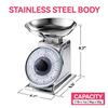 11lb Analog Mechanical Kitchen Weighing Food Scale with Bowl Tare Function Retro Style Stainless Steel