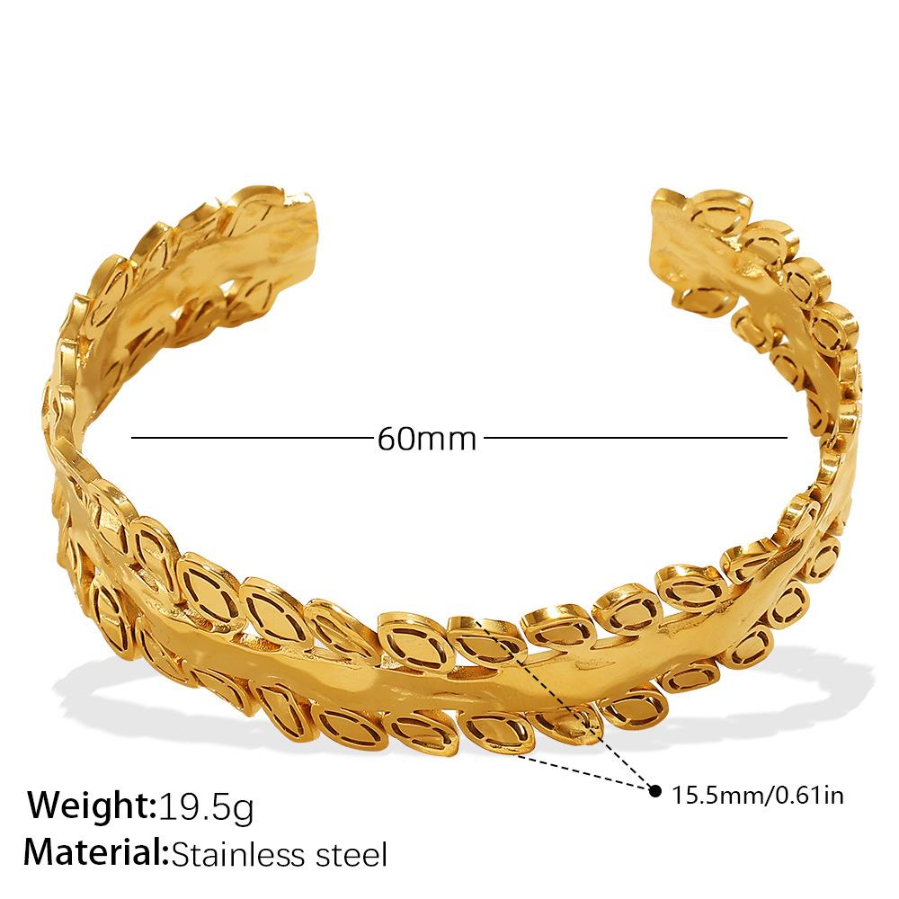 Hong Kong style retro exaggerated flower bracelet stainless steel gold-plated light luxury high-end bracelet jewelry women
