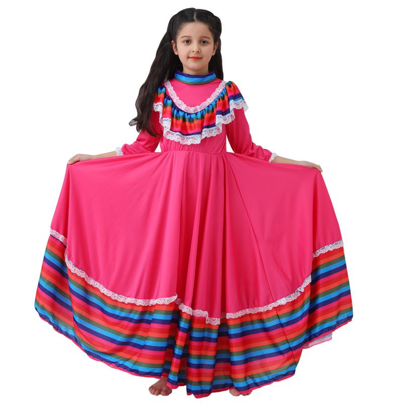 Children's Fuchsia Mexican Folk Dance Dress - Day of the Dead Costume