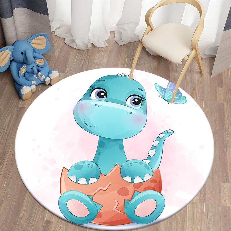 Round Cartoon Dinosaur Floor Mat Living Room Kitchen Bedroom Carpet Kids Room Decoration Home Decor