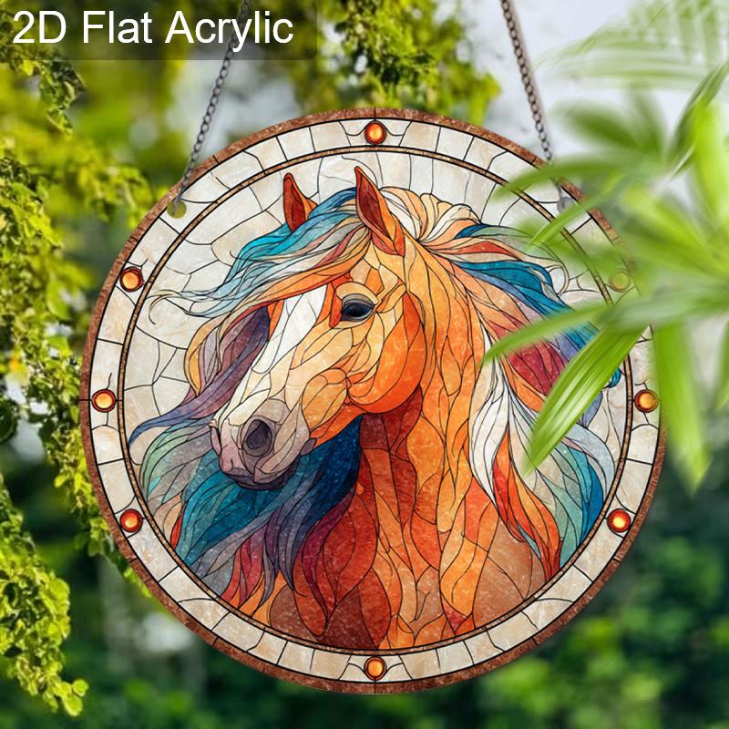 Acryl Bunter Pferd Suncatcher Buntglas-Effekt Fensterhänge-Ornament Reitsport-Liebhaber Geschenke