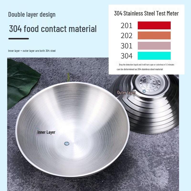 Shengjia 304 Stainless Steel Double-Layer Conical Noodle Bowl