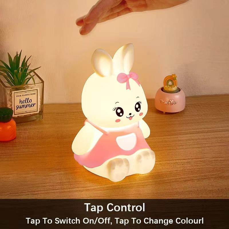 Rabbit Night Light,Touch-Sensitive,Chargable with Timer,Ideal for Home Decor,Perfect Gift Choice
