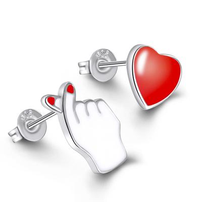 New Product Is Better Than Hand-shaped Enamel Stud Earrings for Women Red Festive Wedding Earrings