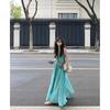French Hollow Suspender Dress Women's Summer Seaside Vacation Wind Beach Skirt Pleated Lazy Relaxation Long Skirt