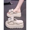 Fashion New Summer Leather Slippers Women's Outside Chunky Sandals 2025 Fashion 9CM Wedges Platform Shoes Woman Flats Beach Flip Flops