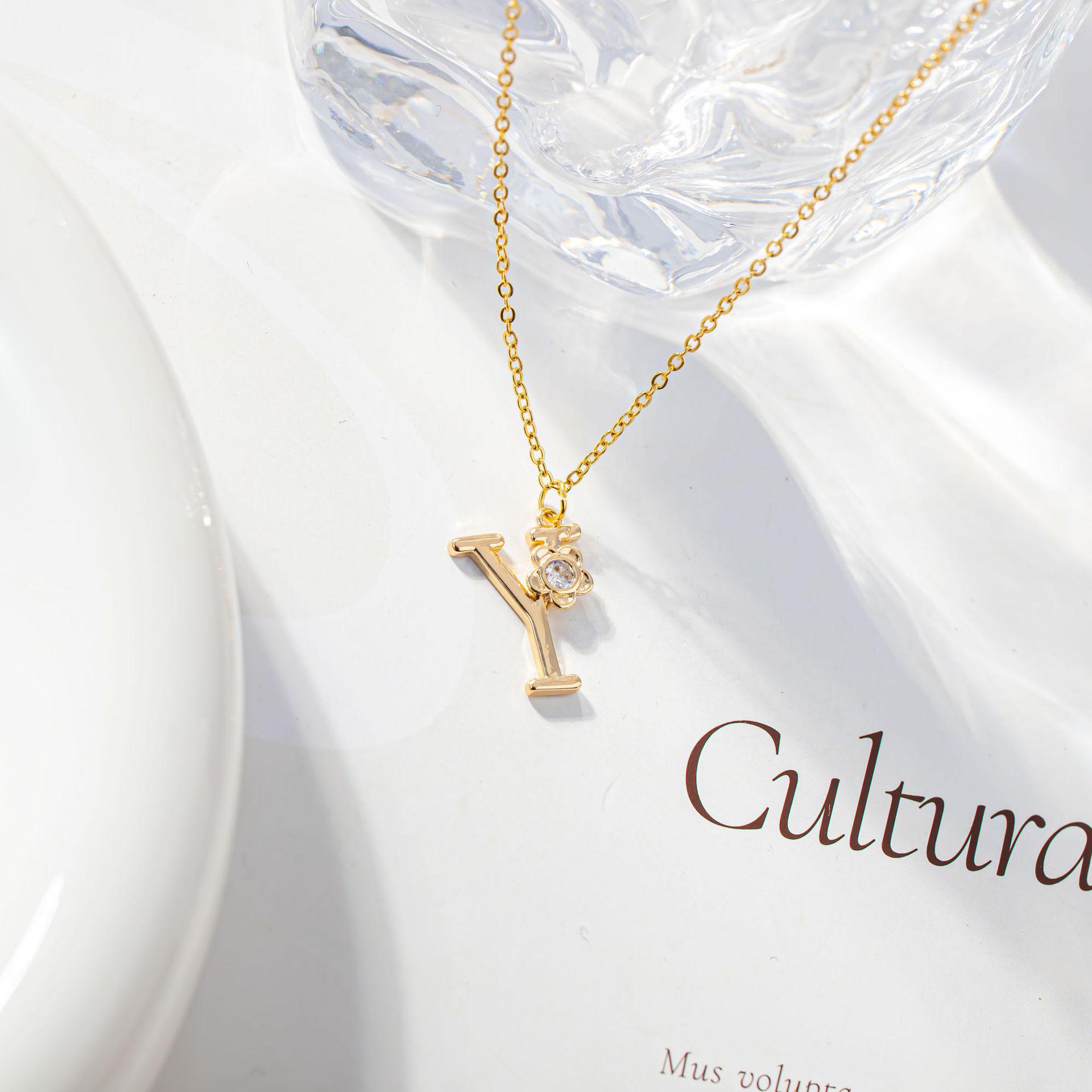 Simple 26 English Letters Zircon Pendant Necklace - Creative Couple Jewelry