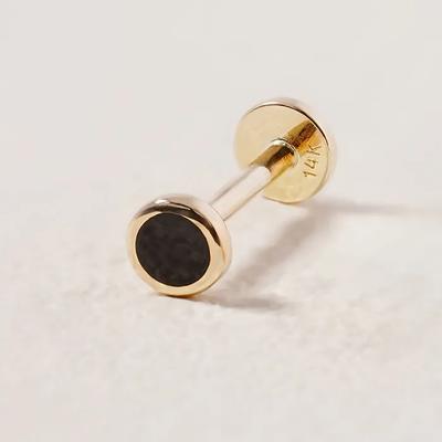 [0.8mm] 14K Internal Black Simple Circle Labret Piercing Earrings