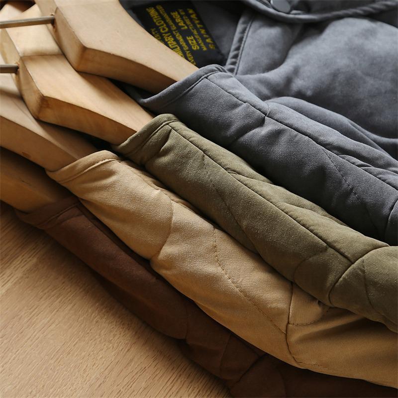 Heren Retro Geknoopte Kraploze Katoenen Jas - Jachtstijl Herfst/Winterjas AmeKaji Amerikaanse Werkkleding.