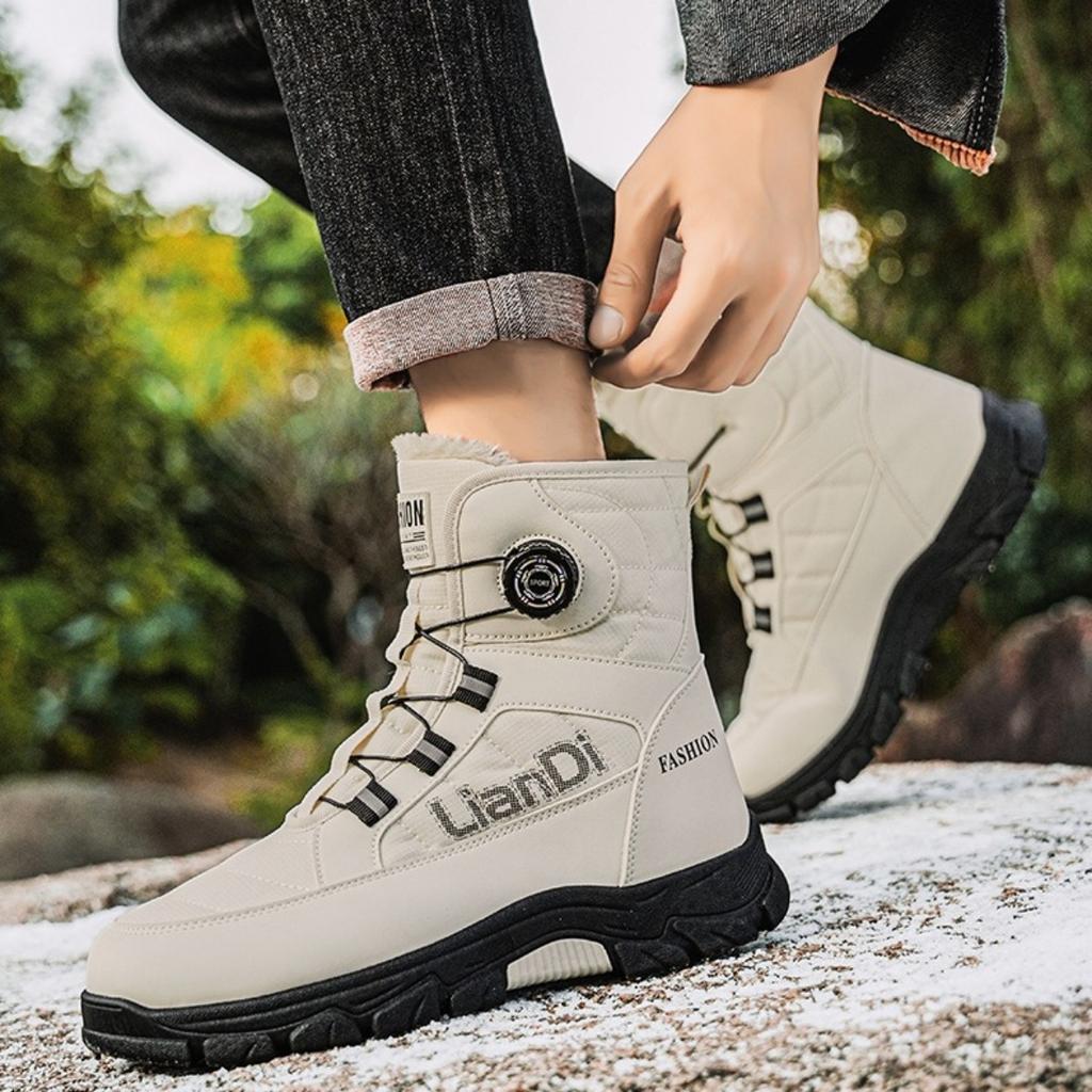 Thick Soled Shoes, Snow Boots, Plush, Thickened, Warm Shoes, Cotton Boots, Swivel Buckles, Breathable Men's Shoes