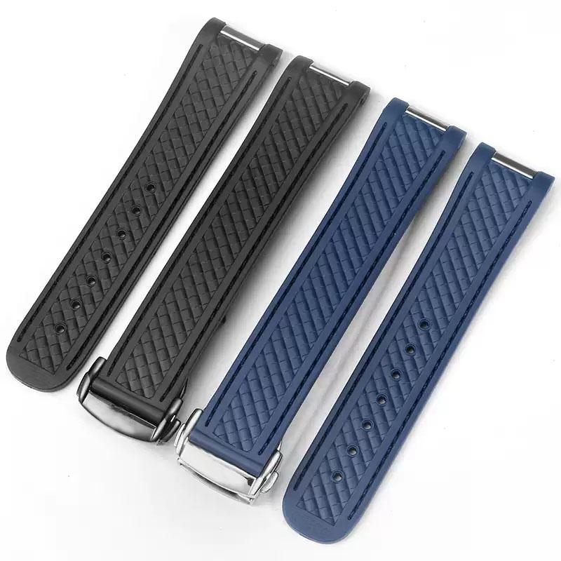 20MM Rubber Silicone Watch Strap Fit For Omega Seamaster 300 AT150 Aqua Terra Ultra Light 8900 Steel Buckle Watchband