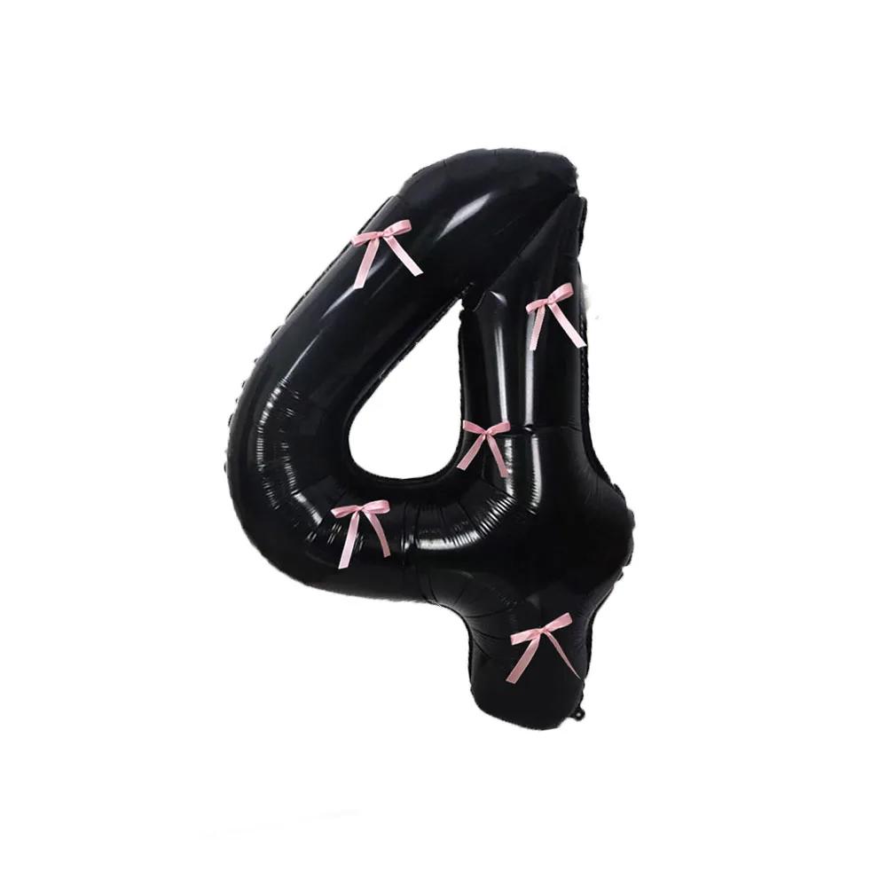 40inch Black Digital Foil Balloons Mini Bow 0-9 Giant Helium Ball Wedding Birthday Party Decorations Baby Shower Kids Toys