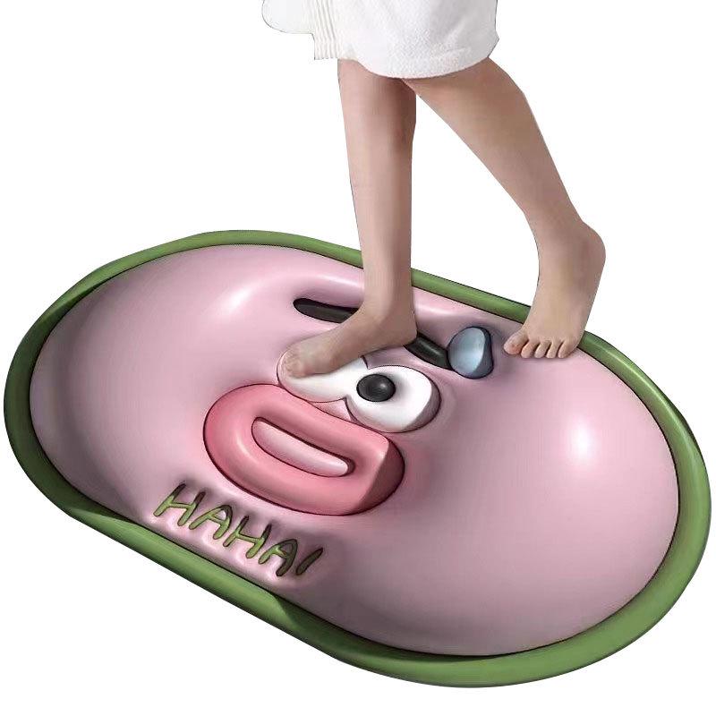 Covoraș de baie 3D Diatom Mud - Covoraș absorbant, cu uscare rapidă, lavabil, imprimat pentru ușile de baie