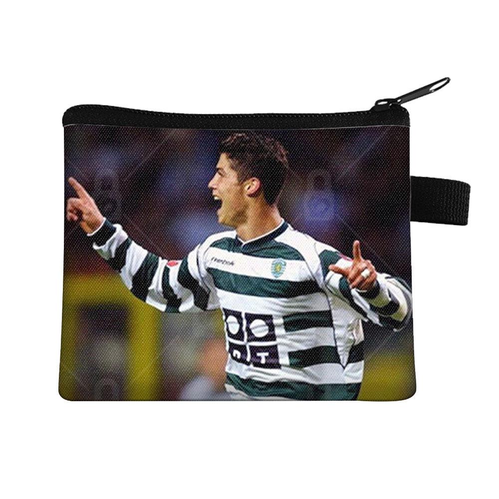 Borsa cambio per bambini stella del calcio Borsa porta carte portatile Borsa porta monete chiavi in poliestere Borsa a pochette
