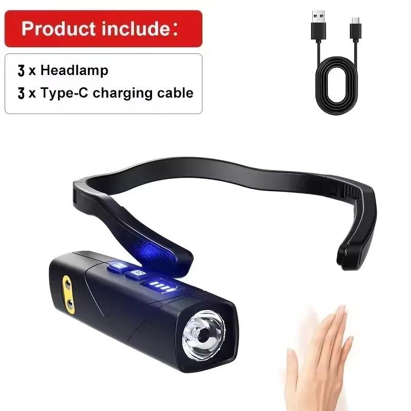 Ear Clip Headlamp 55g Ultra Lightweight Dual Light Source Heat Dissipation Power Display Focus Beam Head Mounted for Outdoor