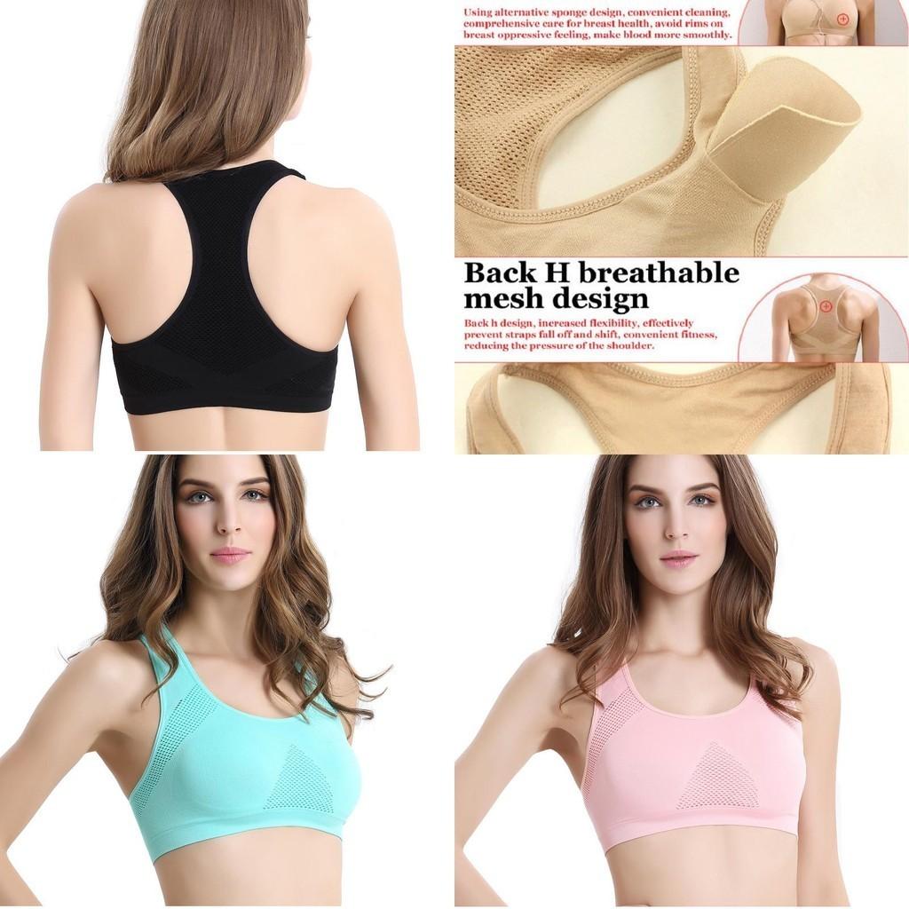 Women Breathable Padded Sports Bra With Hollow Out Design And Pure Color