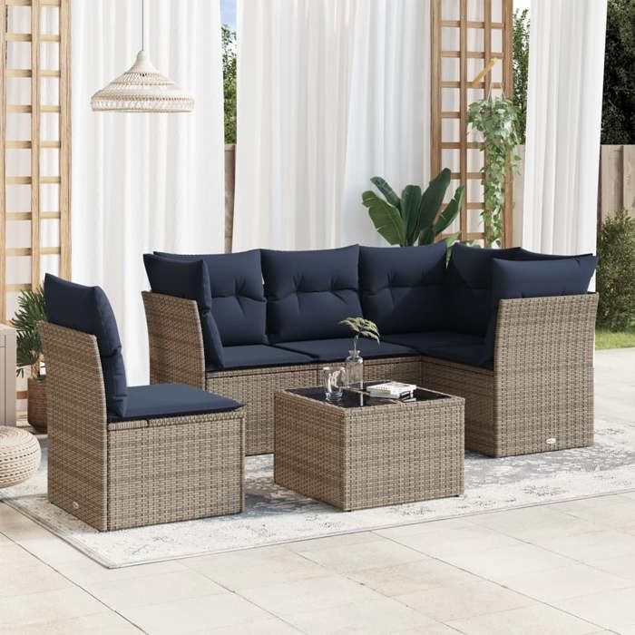 VidaXL Garden Lounge Set with Cushions 6 Pcs, Sofas with Adjustable Feet, Outdoor Furniture Set Patio Terrace 3217651