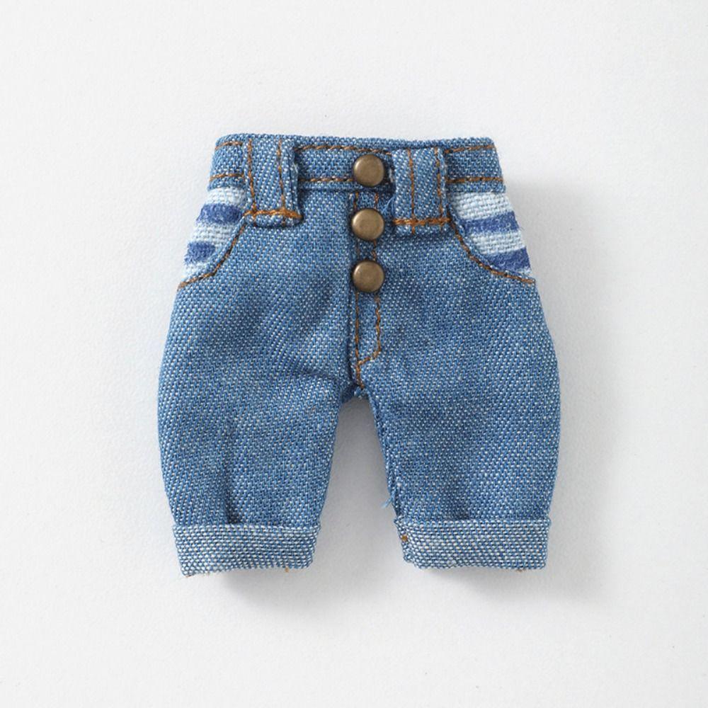 Fashion Denim Long Pants Doll Leggings For 1/11 OB11 Dolls for 1/12 Mini BJD Doll Casual Wears Pants Clothes Doll Accessories