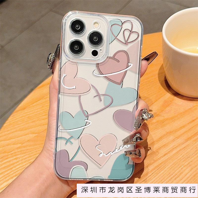 Simple and transparent love for iPhoneXSMAX Apple 11/12/13/14/15/16 ProMax mobile phone case