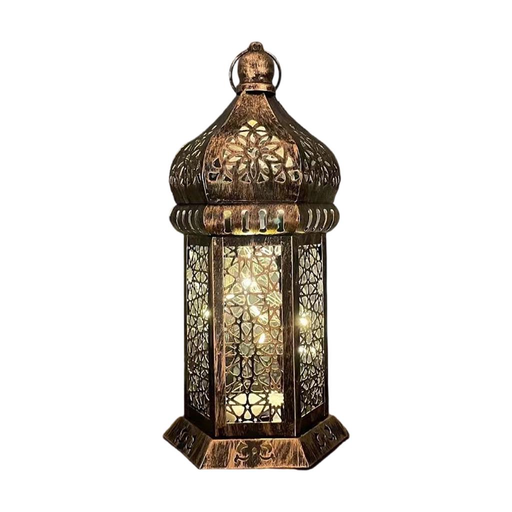 Floor Standing Candle Holder Handmade Iron Moroccan Type Wind Lantern for Ramadan Home Decoration and Celebrations