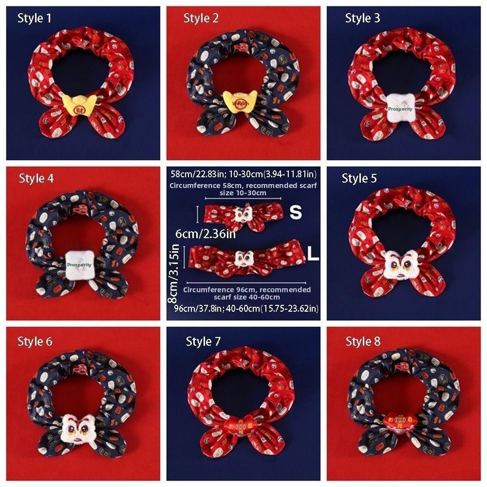 Chinese Style Pet New Year Scarf Collar Handmade Warm Pet Cat Tie Blessing Adjustable Dog Lion Dance Scarf New Year Celebration