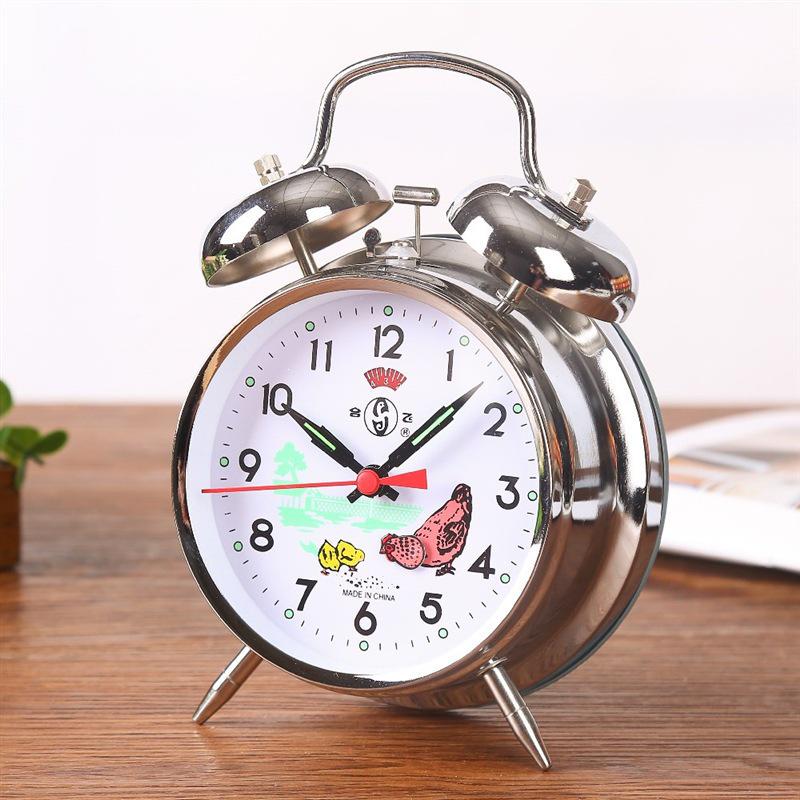 Vintage-style Metal Alarm Clock with Horseshoe Bell Sound, Spring-Wound for Students
