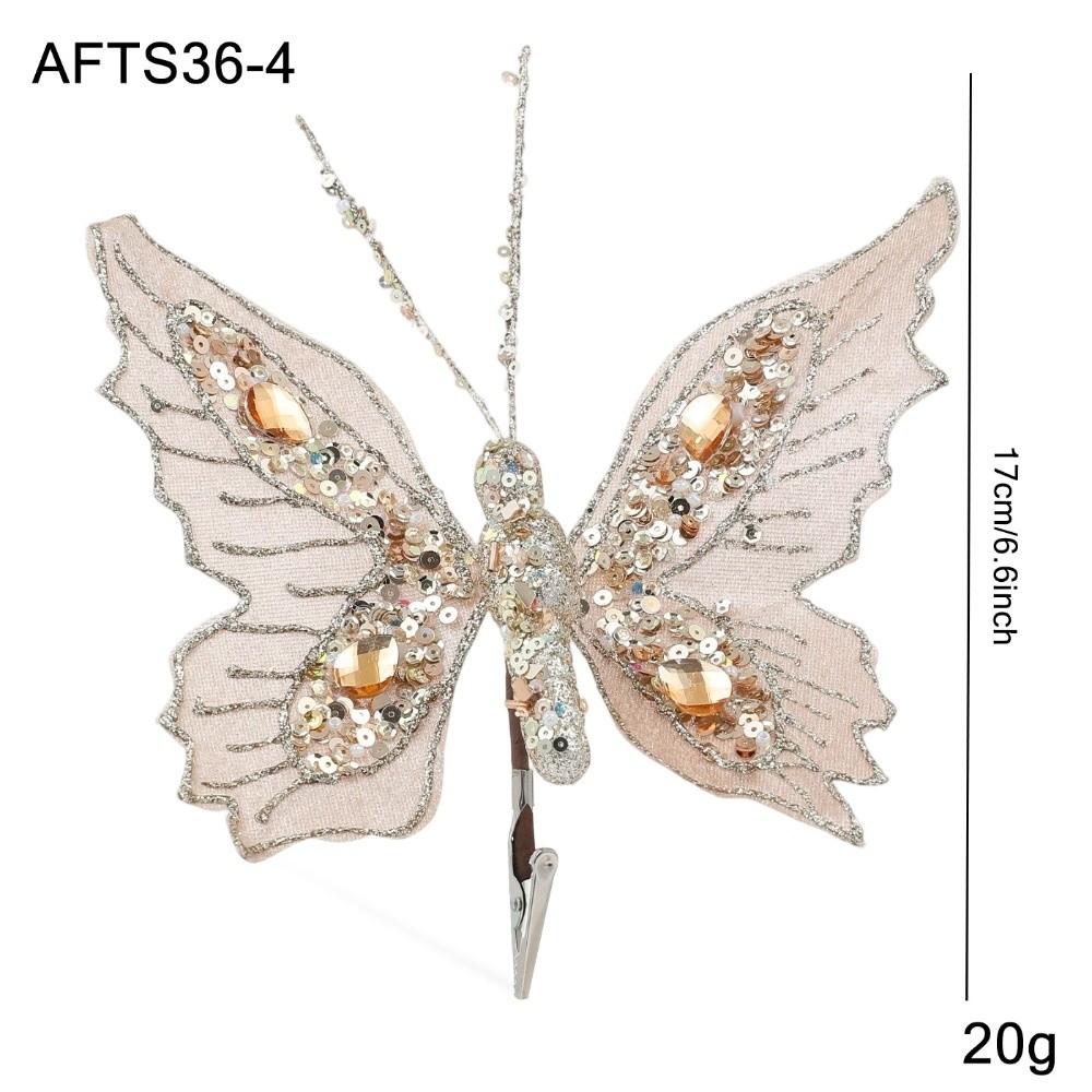

Glitter Artificial Butterfly Clip Simulated Butterfly Pendants Christmas Tree шампанского
