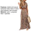 Swirl Print Bohemian Womens Dress with Large Ruffles Short Sleeves Furrow Ruffles and Work Belt