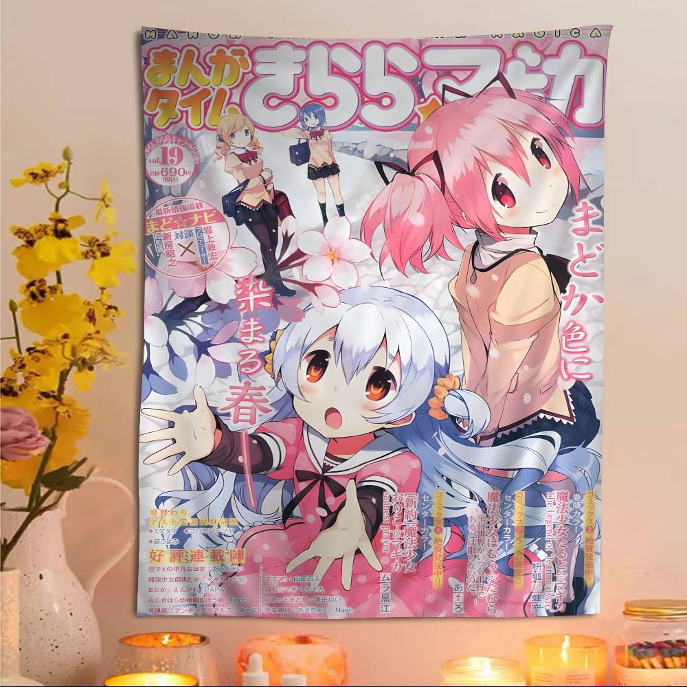 Puella Magi Madoka Magica Printed Large Wall Tapestry Art Science Fiction Room Home Decor Decor Blanket