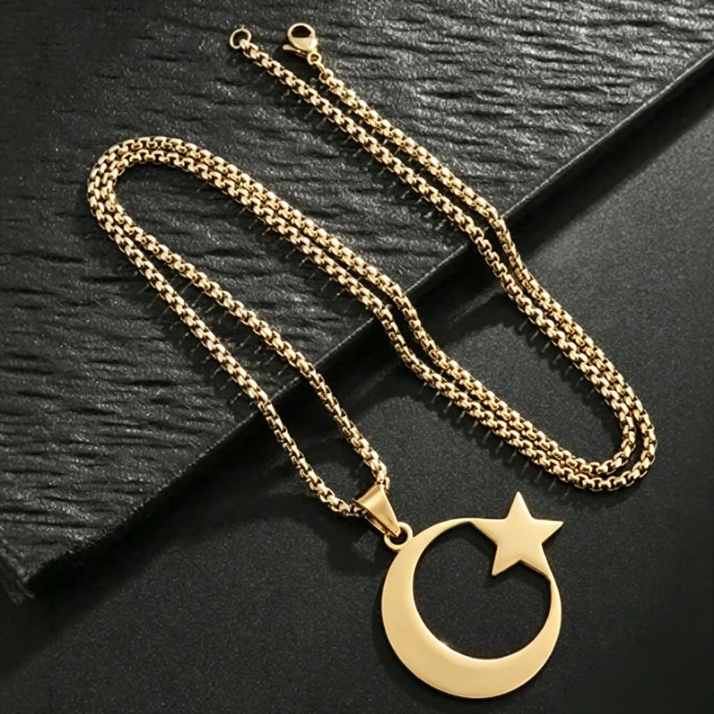 Trend Japon ve Kore Yıldız ve Ay Paslanmaz Çelik Choker Kolye