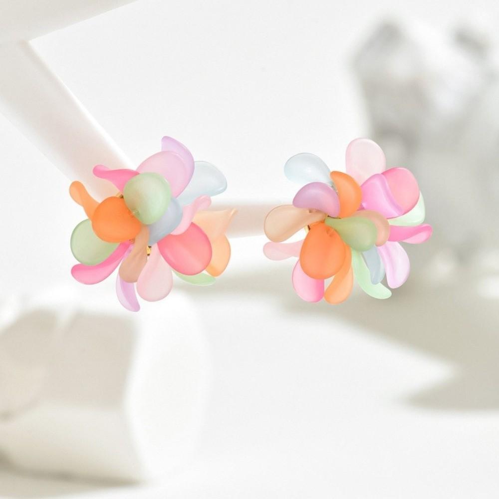 Colorful Mesh Beaded Flower Earrings Candy-Colored Ethnic Style Earrings Bohemian Earrings Party