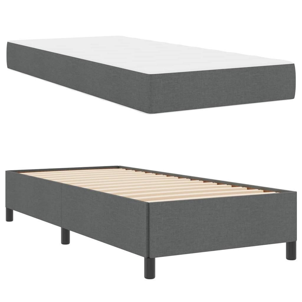 Box Spring Bed with Mattress Dark Gray 90 x 190 cm Fabric