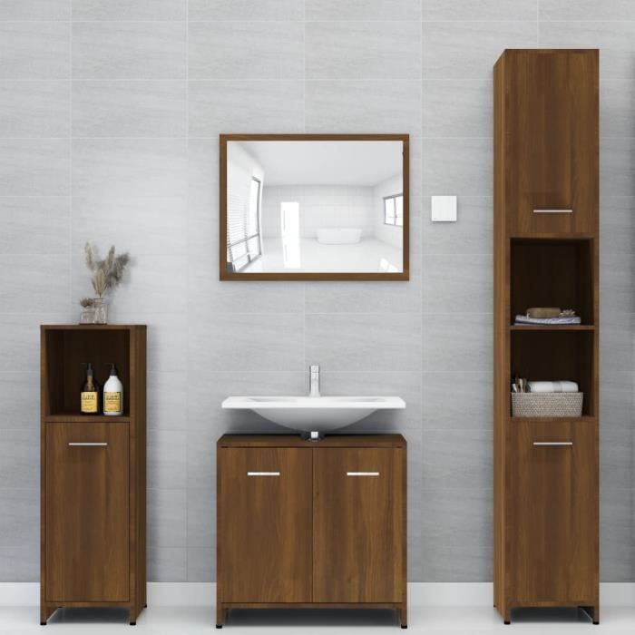 825839 vidaXL Bathroom Cabinet Brown Oak 30x30x95 Cm Engineered Wood