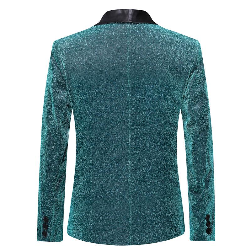 Men's Gold Silk European Size Autumn Suit for Nightclub and Stage Performance