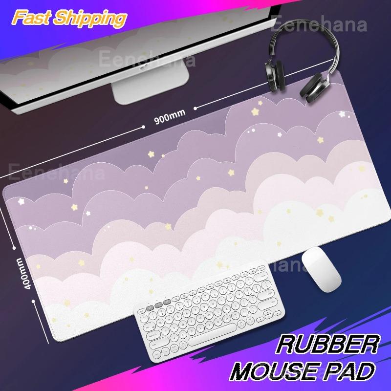 Light Blue Pink Clouds Mouse Pad Desk Mat Kawaii Purple Cute Rubber Pad Extended Pad Gaming Keyboard Mats Large XXL Girl Carpet