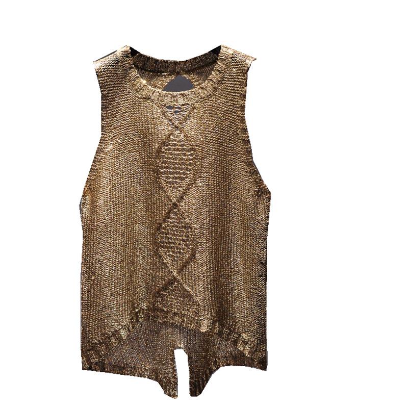 Spring/Summer 2020 Sequin Cutout Sleeveless Tank Top