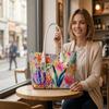 Colorful Floral Printed Shoulder Tote Bag Casual Daily Use Handbag