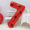 40 Inch Black Bow Decorated Red Digital Balloons 0-9 Numbers DIY Bow for Birthdays, Anniversaries, and New Year Decorations
