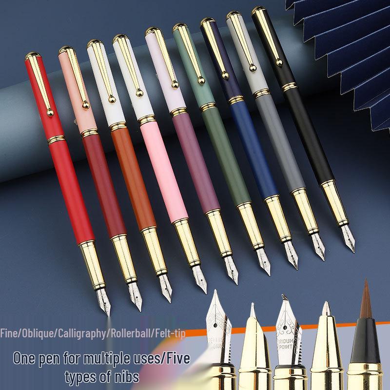 Mehrfarbiger Wei Zhuang Kalligraphie-Füllfederhalter mit 5 Federn - Ideal für Geschäftsgeschenke und Schülertraining.