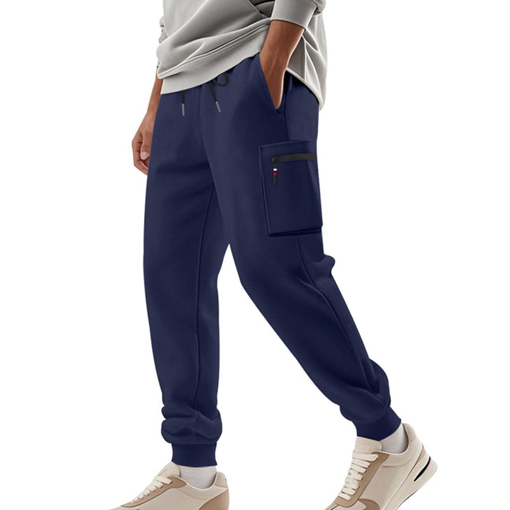 Mens Cargo Sweatpants Elastic Waist Pants With Pockets Baggy Drawstring Jogger Pants