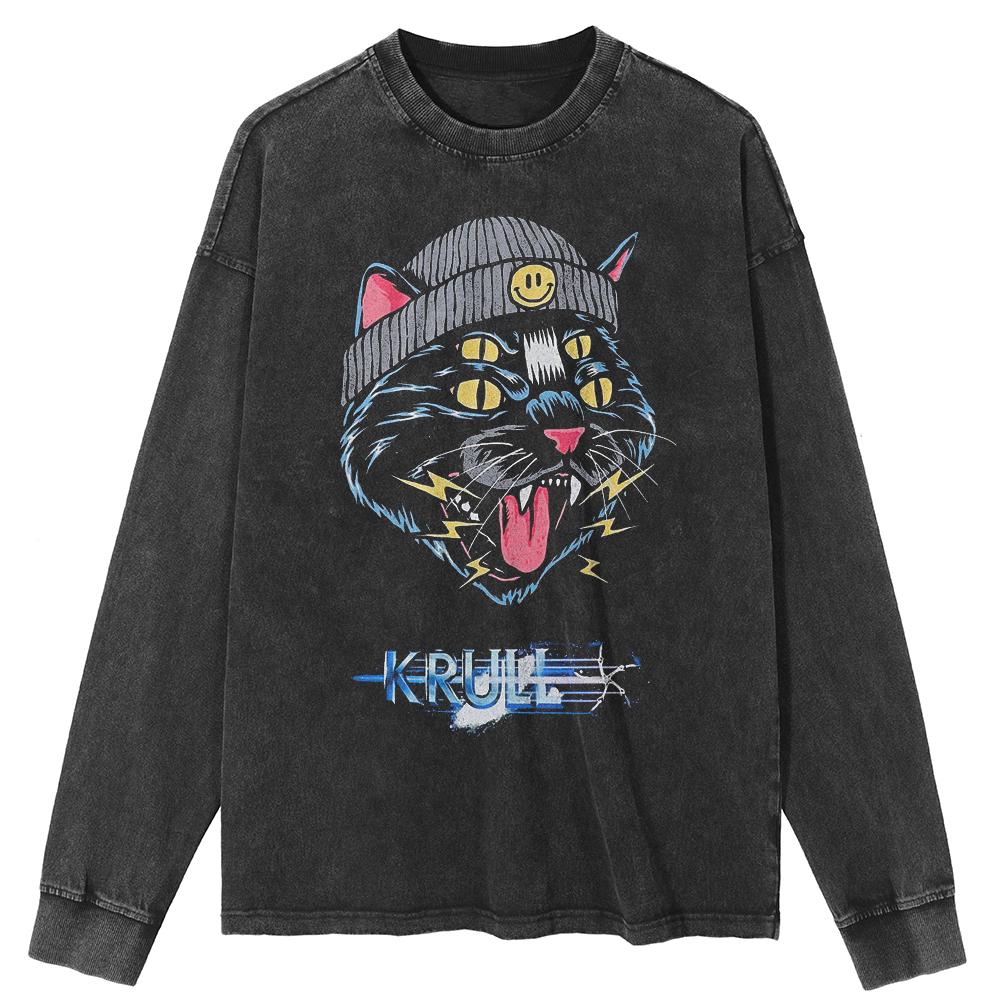 

Футболка уличная Phantom Cat Washed Black, хлопковая, унисекс, топы, футболки, большие размеры, длинная футболка S чёрный