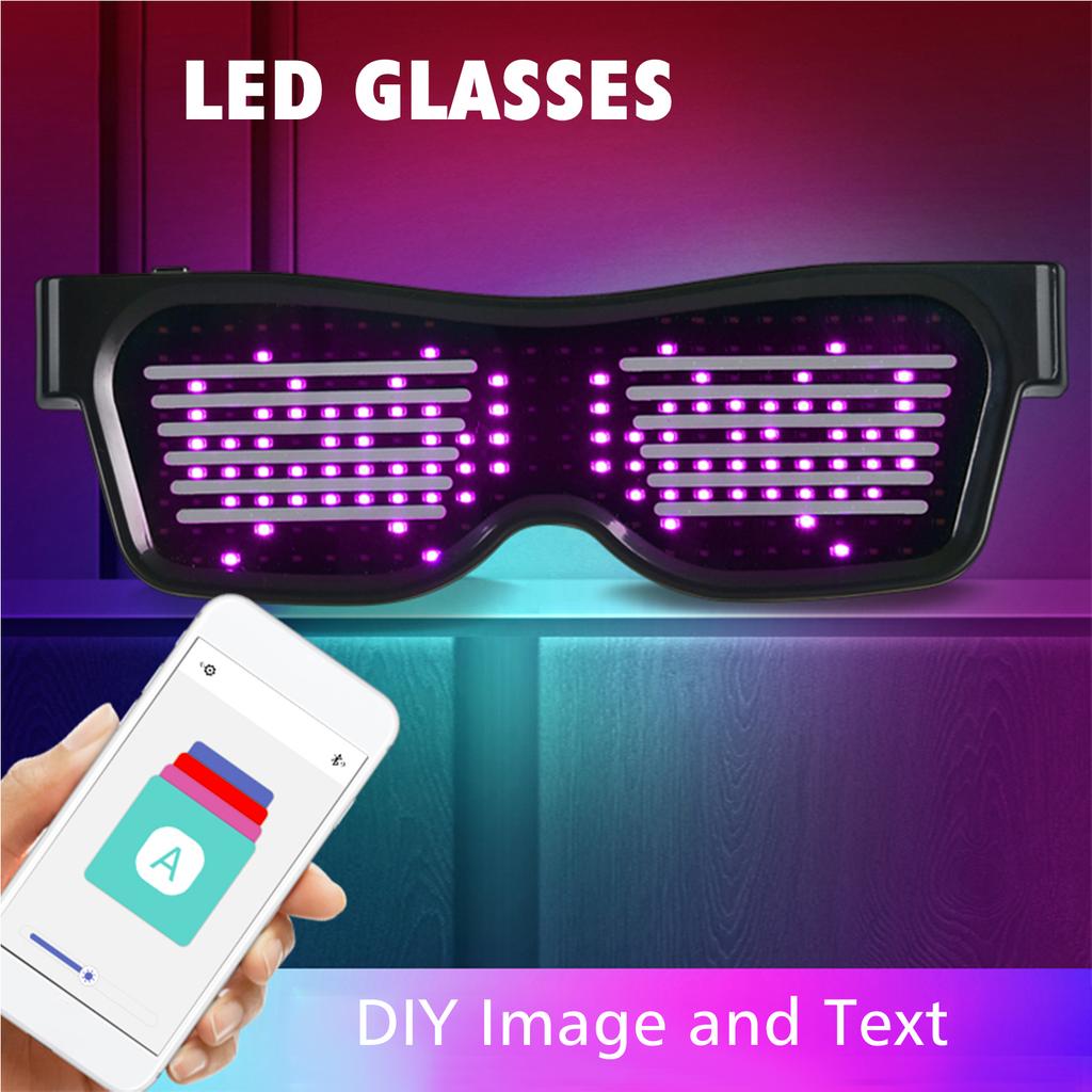 LED Glasses Customizable Bluetooth LED Glasses for Halloween and Birthday Parties