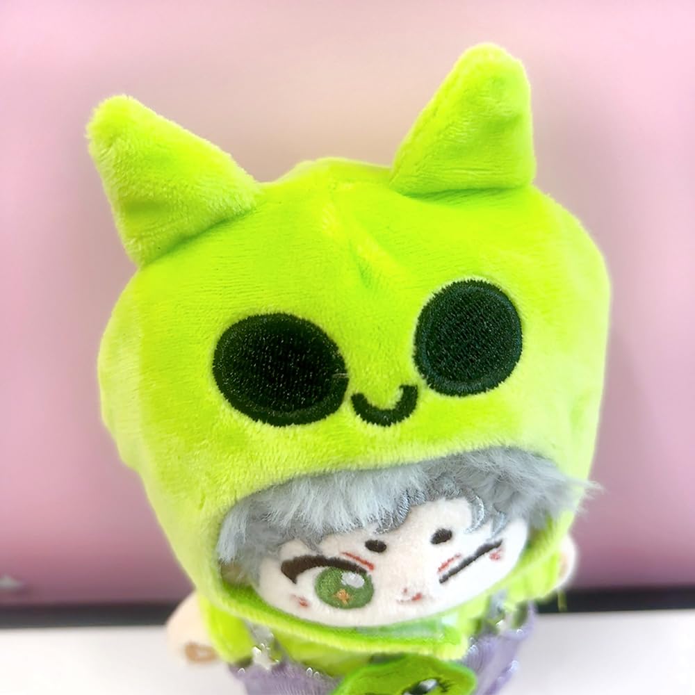 Kigurumi Cap, Shirt, and Overalls Set [Alien] for 10cm Plush Toy, Kigurumi Accessories, Otaku Activities, Doll Mascot, Kpopdoll Costume [Used]